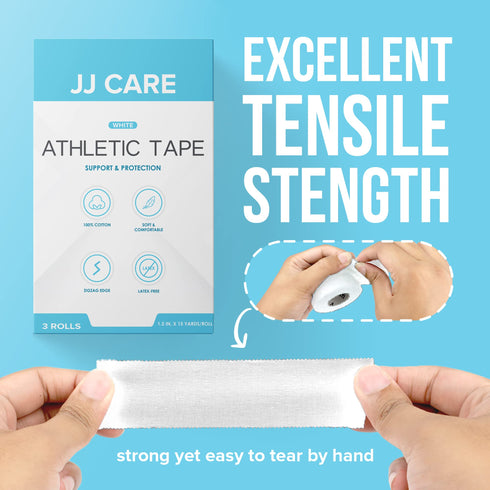 JJ CARE Athletic Tape Sports Tape, Easy Tear Athlete Tape, No Residue Athletic Trainer Tape, Gymnastics Tape for Ankles, Wrists, Elbows, and Knees